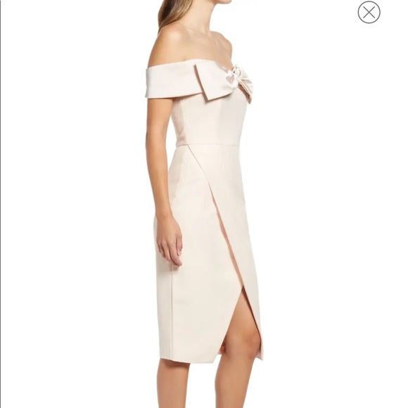 Lavish Alice Nude off the shoulder midi dress - Picture 2 of 8